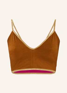 Mymarini Oboustranný Bustier Horní Díl Bikin Vacation Top Shine hnědá / zlatá / růžová