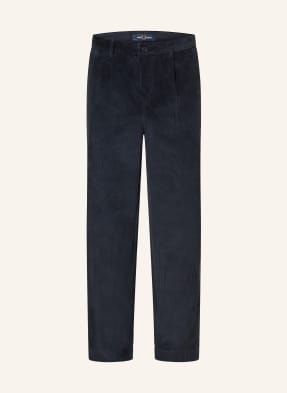 Fred Perry Manšestrové Kalhoty Tapered Fit tmavě modrá