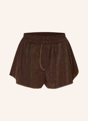 Oséree Šortky Lumiere S Třpytivou Přízí tmavě hnědá / barva růžového zlata