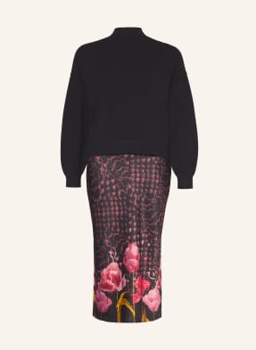 Ted Baker Sada Kaatyy: Saténové Šaty A Svetr černá / starorůžová / zelená