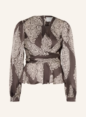 Neo Noir Blusentop Rista In Wickeloptik Aus Satin braun