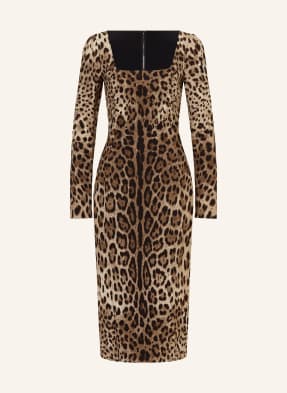 Dolce & Gabbana Etuiové Šaty hnědá / světle hnědá / tmavě hnědá