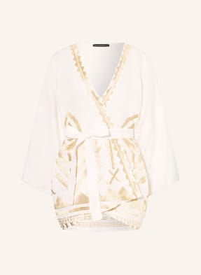 Greek Archaic Kori Dámský Kimono Z Lnu bílá / zlatá