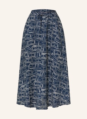 Tommy Hilfiger Lněná Sukně tmavě modrá / bílá