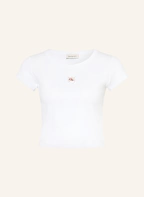 Calvin Klein Jeans Cropped-Shirt weiss