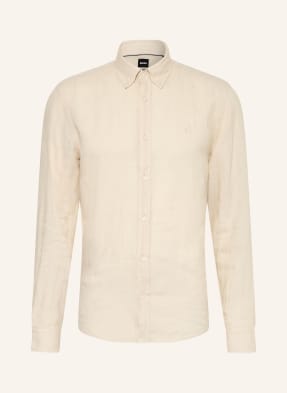 Boss Leinenhemd Liam Regular Fit weiss