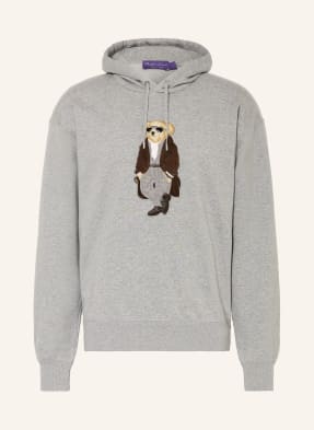 Ralph Lauren Purple Label Mikina S Kapucí šedá / tmavě hnědá