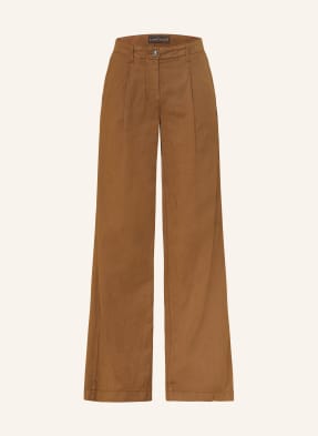 Luisa Cerano Džíny S Širokými Nohavicemi A Lněným Vzorem 7642 dark terracotta new old dyed