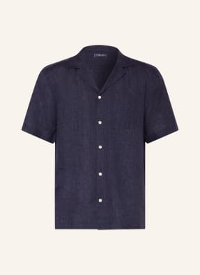 Frescobol Carioca Letní Košile Angelo Extra Slim Fit Z Lnu tmavě modrá