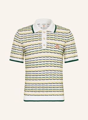 Casablanca Pletené Polo Tričko bílá / žlutá / tmavě zelená
