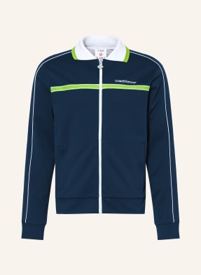 Casablanca Piquéová Sportovní Bunda tmavě modrá / neonově zelená / bílá