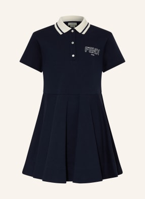 Fendi Piqué Polo Šaty tmavě modrá / bílá