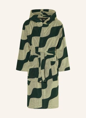 Marimekko Unisexový Župan Taifuuni S Kapucí světle zelená / tmavě zelená