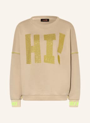 Miss Goodlife Oversized Mikina S Ozdobnými Kamínky béžová / neonově žlutá