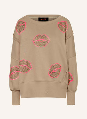 Miss Goodlife Oversized Mikina S Ozdobnými Kamínky béžová / neonově růžová