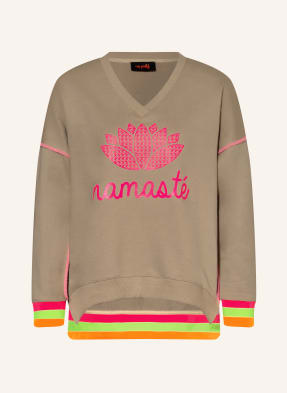 Miss Goodlife Oversized Mikina velbloudí / neonově růžová