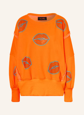 Miss Goodlife Oversized Mikina S Ozdobnými Kamínky neonově oranžová / šedá