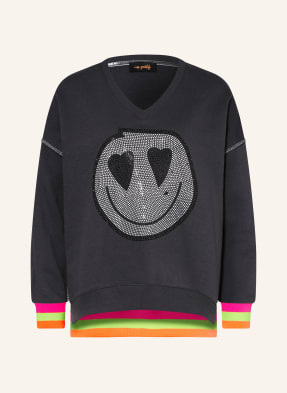 Miss Goodlife Oversized Mikina S Ozdobnými Kamínky tmavě šedá / stříbrná