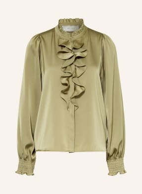 Neo Noir Satinbluse Zamola Mit Volants gruen