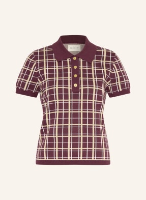 Gant Pletené Polo Tričko tmavě červená / béžová / bílá