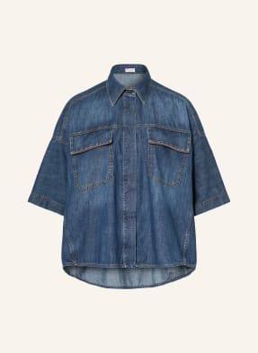 Brunello Cucinelli Jeansbluse Mit Schmucksteinen blau