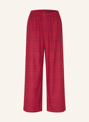 Calvin Klein Spací Kalhoty Z Flanelu tmavě červená / červená / černá