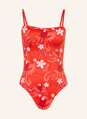 Vilebrequin Plavky Bandeau Facette červená / růžová / tmavě červená
