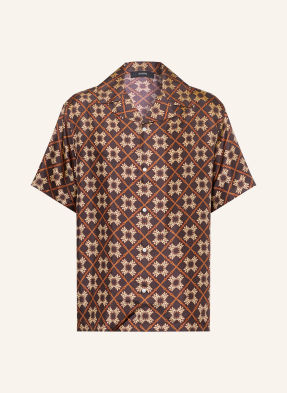 Amiri Letní Košile Comfort Fit Z Hedvábí tmavě hnědá / béžová / tmavě oranžová