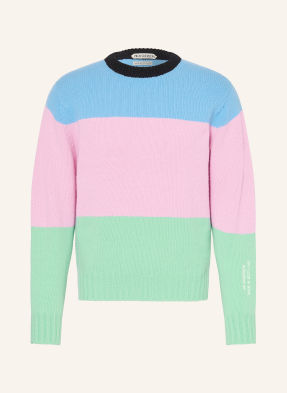 Jw Anderson Svetr Stripe Z Merino Vlny tmavě modrá / růžová / mátová