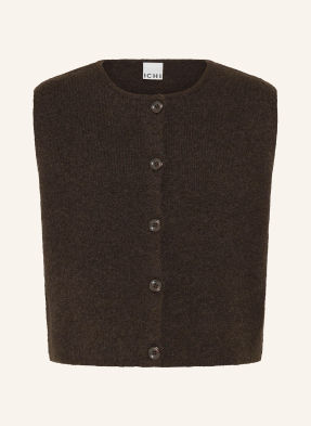 Ichi Pletená Vesta Ihpanora tmavě hnědá