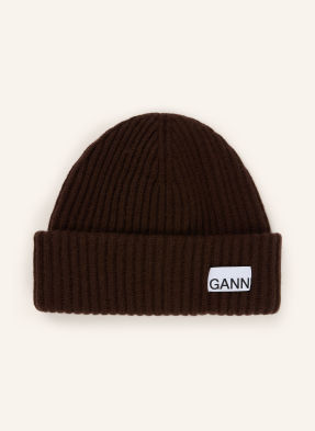 Ganni Čepice tmavě hnědá / bílá