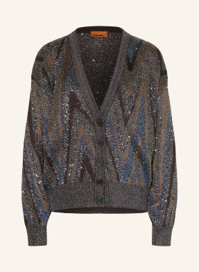 Missoni Pletený Svetr S Flitry A Třpytivou Přízí tmavě hnědá / hnědá / tmavě modrá