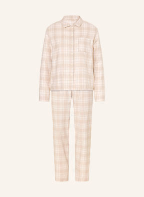 Calida Série Pyžama Plaid Dreams Z Flanelu béžová / krémová