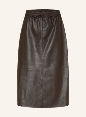 Opus Sukně Rilkis V Koženém Vzhledu tmavě hnědá