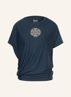 Super.Natural Funkční Tričko Ornamental Loose S Merino Vlnou tmavě modrá