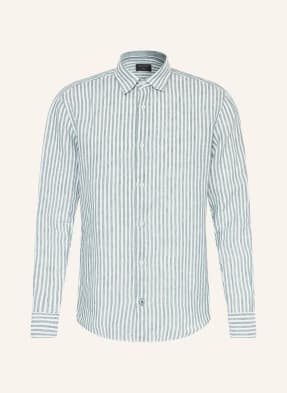Olymp Lněná Košile Casual Modern Fit petrolejová / bílá