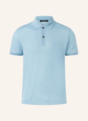 Maerz Muenchen Strick-Poloshirt Aus Merinowolle blau