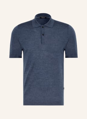 Maerz Muenchen Strick-Poloshirt Aus Merinowolle blau