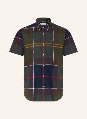 Barbour Košile S Krátkým Rukávem Tailored Fit khaki / tmavě žlutá / tmavě modrá