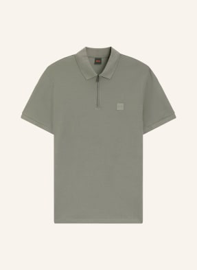 Boss Piqué-Poloshirt Passerzip gruen