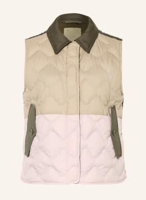 Woolrich Péřová Vesta Heritage béžová / růžová / khaki