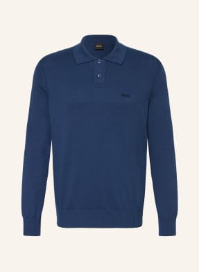 Boss Strick-Poloshirt Asac blau