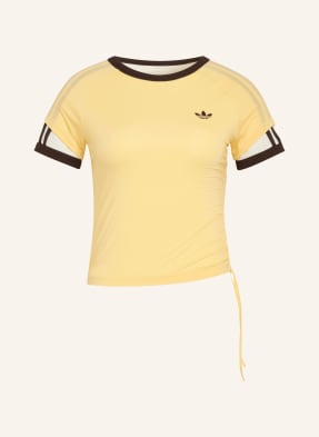 Adidas Originals Tričko Layered Calitee Z Kombinace Materiálů tmavě žlutá / tmavě hnědá / bílá