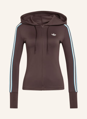 Adidas Originals Mikina Hooded Trefoil Zipper tmavě hnědá
