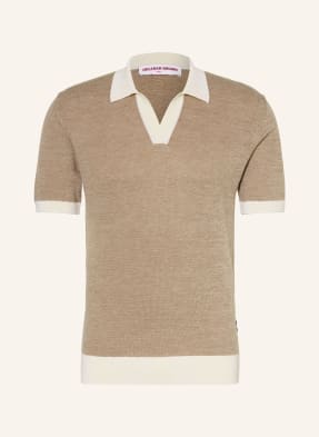 Orlebar Brown Pletené Polo Tričko Horton velbloudí / béžová