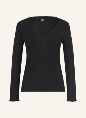 Boss Schlafshirt Cosy Waffle schwarz