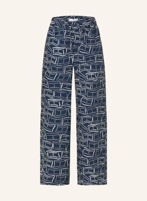 Tommy Hilfiger Lněné Kalhoty tmavě modrá / bílá