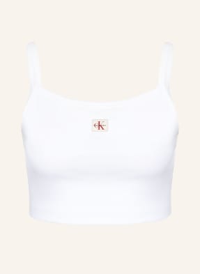 Calvin Klein Jeans Cropped-Top weiss