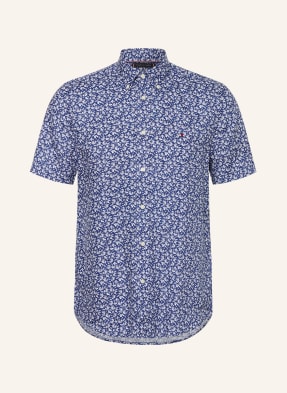 Tommy Hilfiger Košile S Krátkým Rukávem Regular Fit Z Lnu modrá / bílá