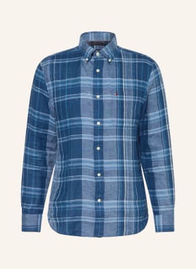 Tommy Hilfiger Lněná Košile Regular Fit modrá / tmavě modrá